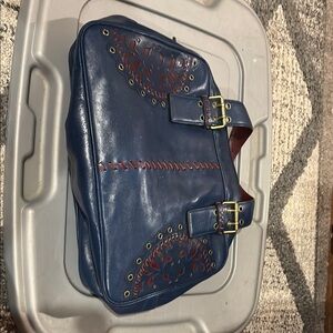 Hype Navy Shoulder Bag with Burgundy Details